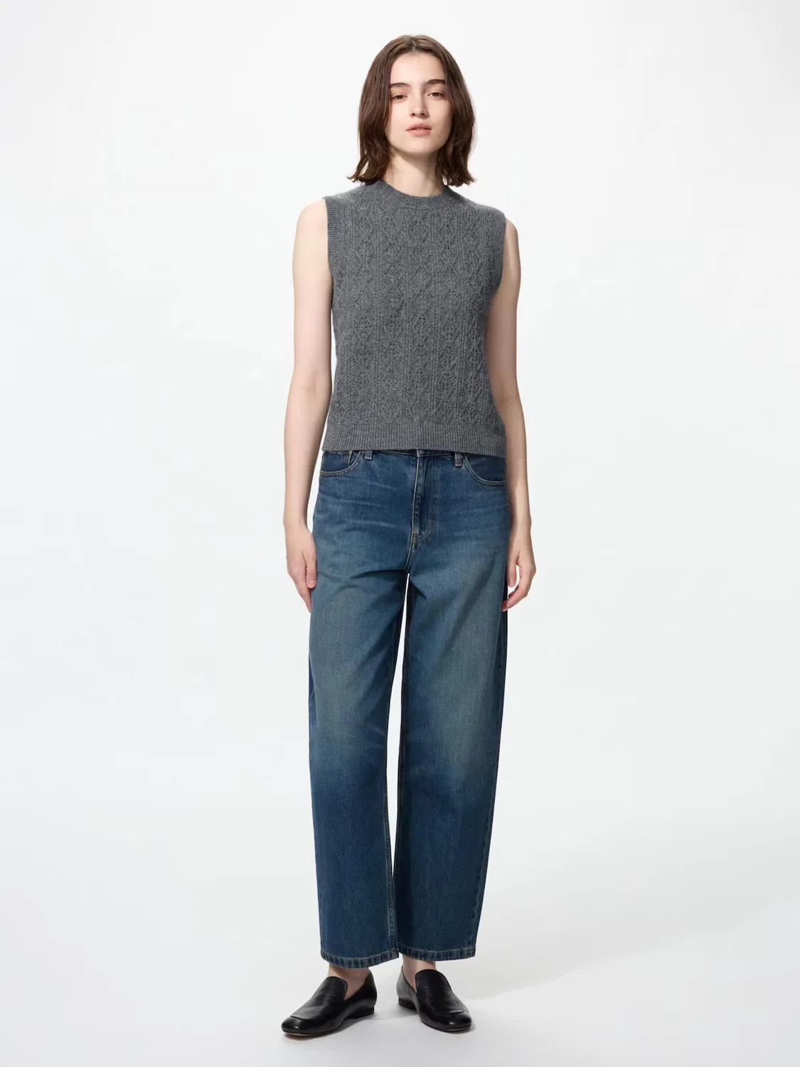 Жилет Uniqlo, кашемировый с ажурной отделкой, зеленый — фото 2