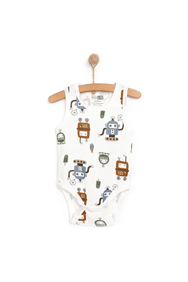 Детское боди-майка для мальчиков с принтом Hellobaby, Beige Ebebek Hello Baby