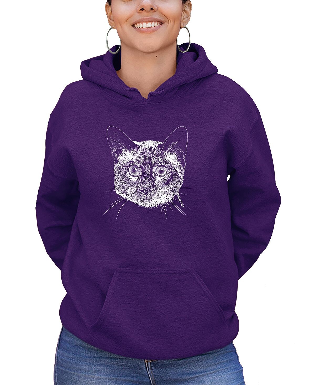 

Женская толстовка с капюшоном word art siamese cat top LA Pop Art, фиолетовый
