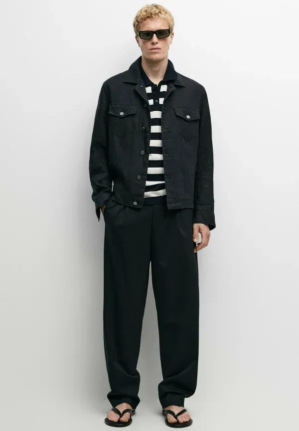 Брюки из шерсти с эластаном Massimo Dutti, черный — фото 2
