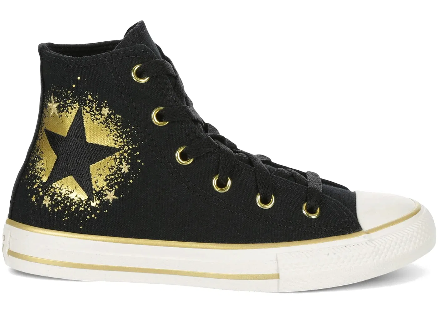 Детские кеды с принтом Converse Chuck Taylor All Star Hi, Black/Gold/White
