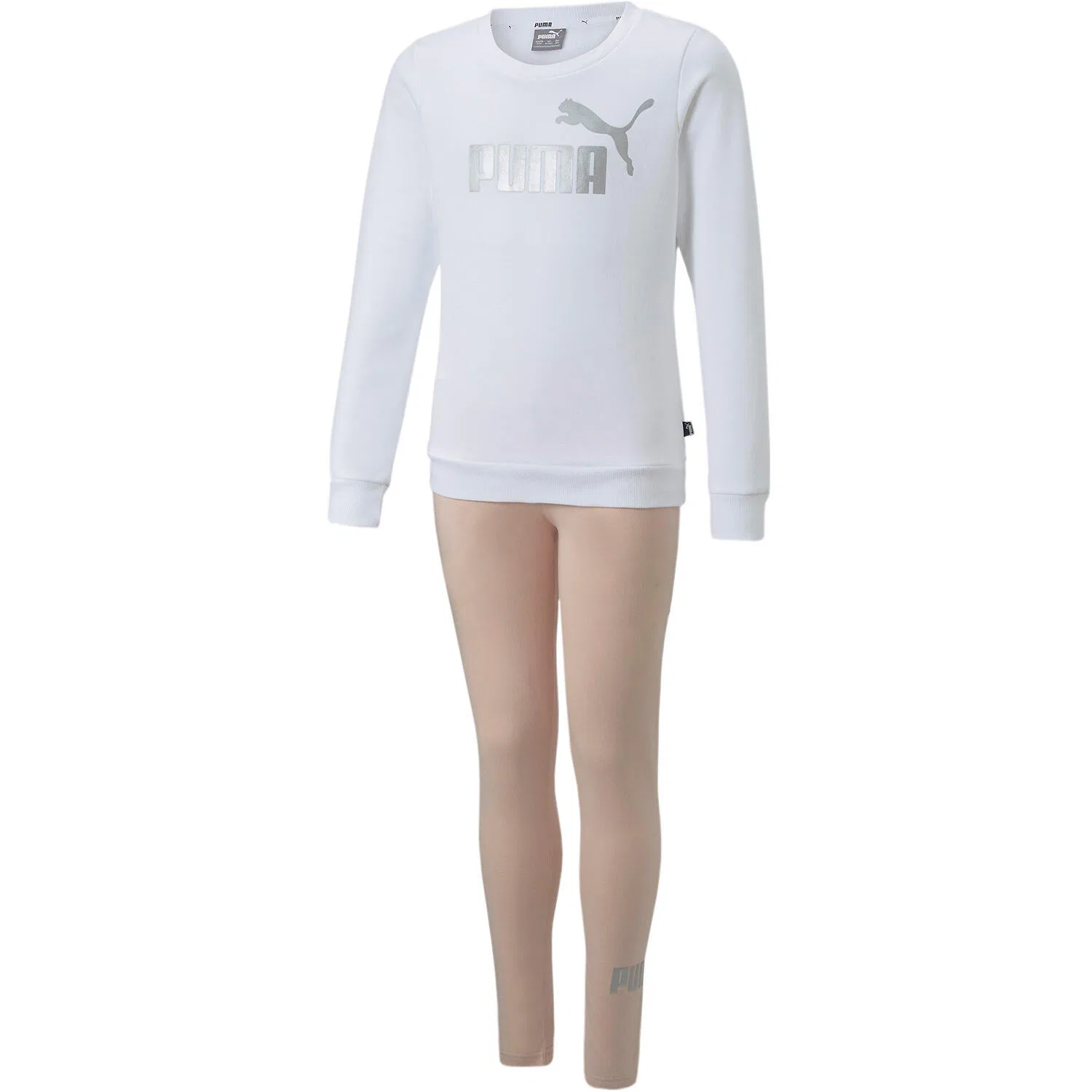 Детский спортивный костюм с логотипом LOGO CREW FL & LEGGINGS SET Puma, Weiss Beige