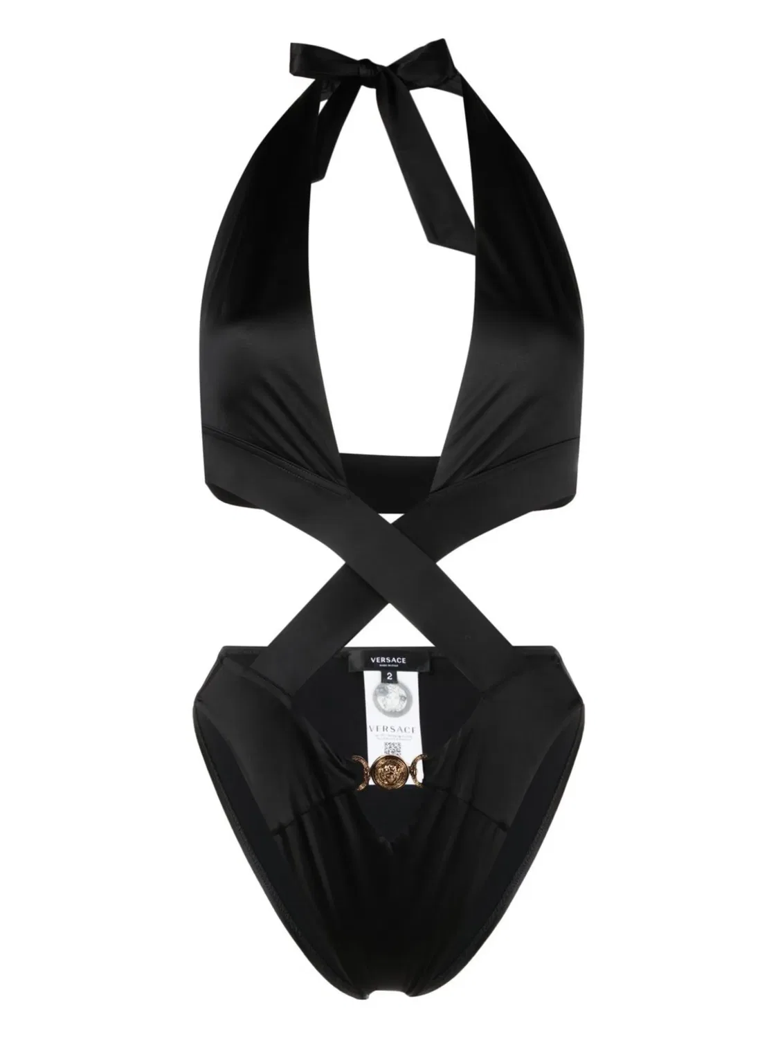 Купальник с узлом и мотивом Медузы Versace, черный