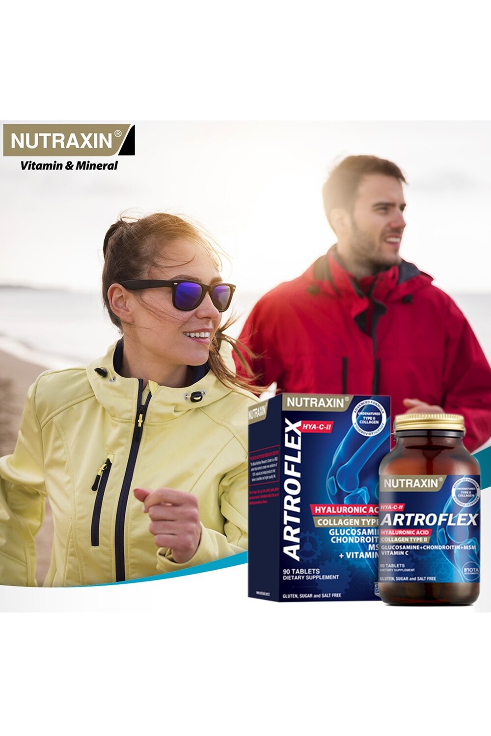 

Nutraxin Глюкозамин и коллаген Artroflex, содержащие благоприятные для суставов Hya-c-ii, 90 таблеток