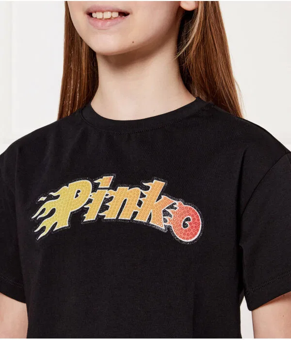 Детская футболка для девочек хлопковая Cropped Fit Pinko Up, черный — фото 4