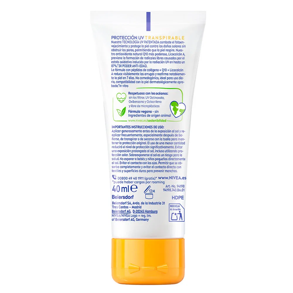Солнцезащитный крем для лица SPF 50+ 40 мл с Q10 Anti-Эйдж Nivea — фото 3