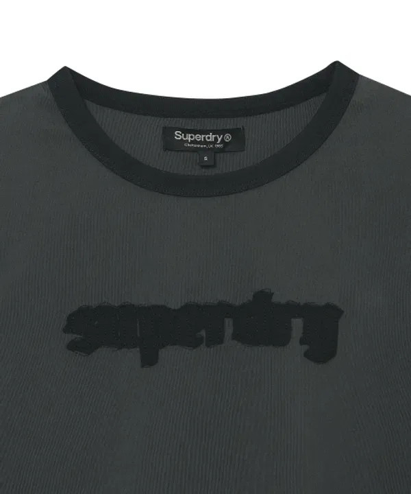 Футболка с круглым вырезом с винтажным логотипом Superdry, угольный — фото 3