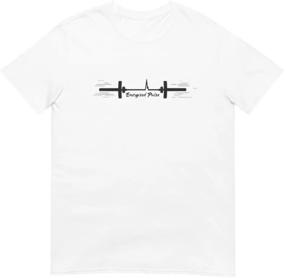 Мужская футболка с графикой пульса и штанги 64000 Unisex Softstyle, White