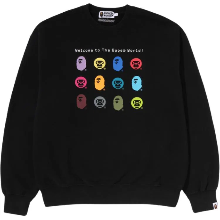 Детский свитшот с круглым вырезом Unisex A BATHING APE, Black
