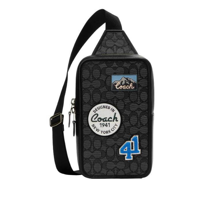 

Сумка Coach Outlet Sullivan In Signature Jacquard With Ski Patches, бронзовый/темно-серый/черный