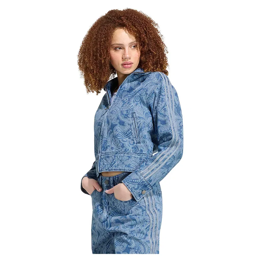 Женская джинсовая куртка с принтом Liberty London Firebird Adidas Originals, Blue