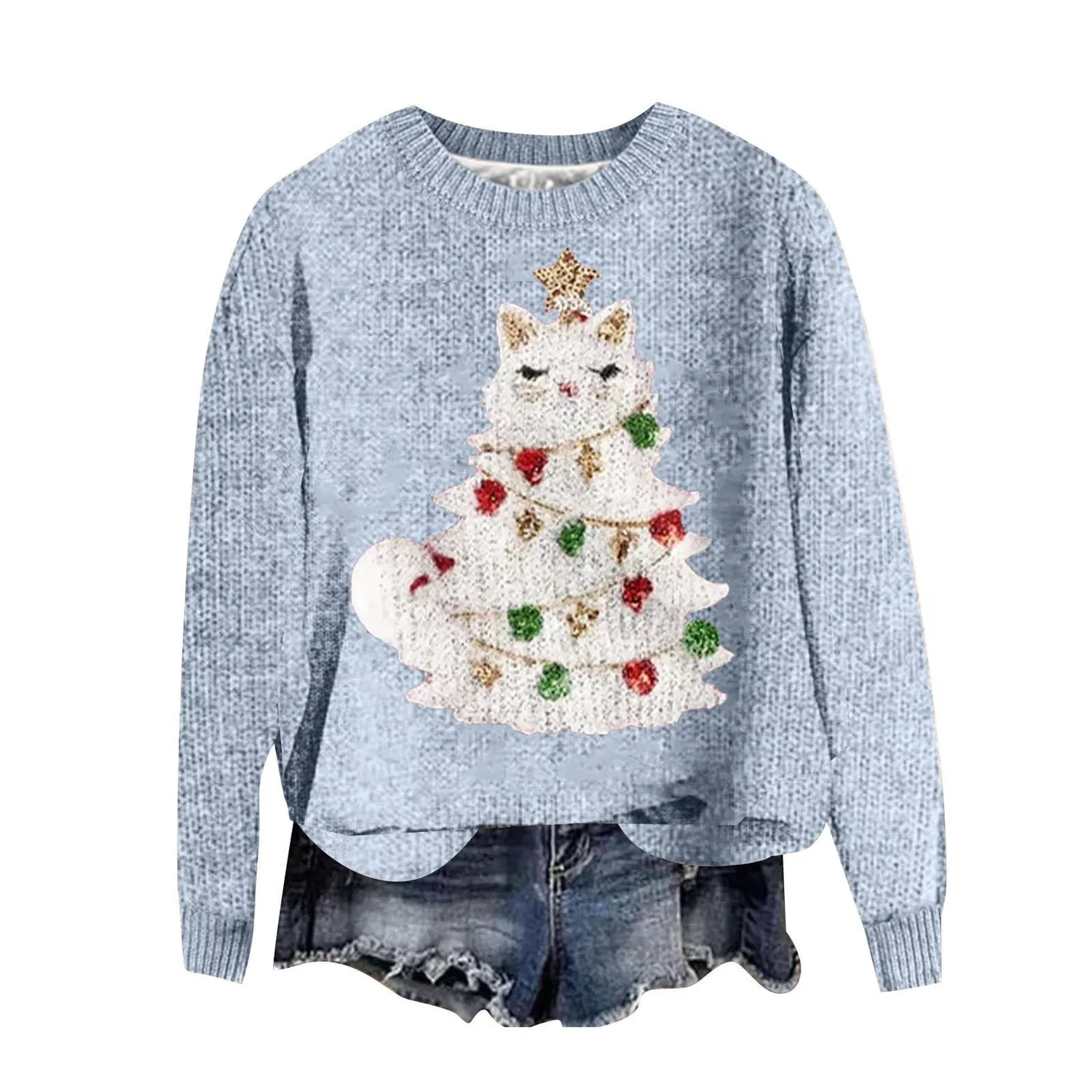 Женский свитшот с принтом Christmas Tree HUIFUAO, Blue