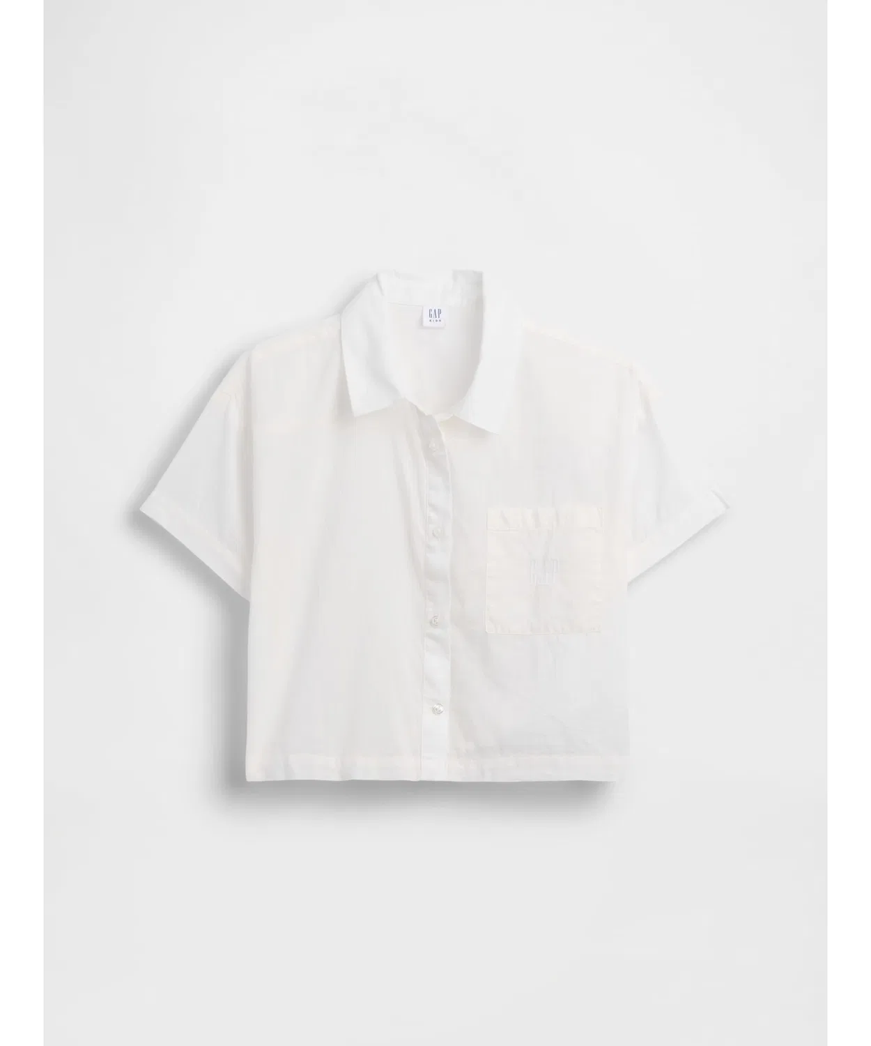 Детская полупрозрачная рубашка свободного кроя с коротким рукавом GAP, Off White — фото 2