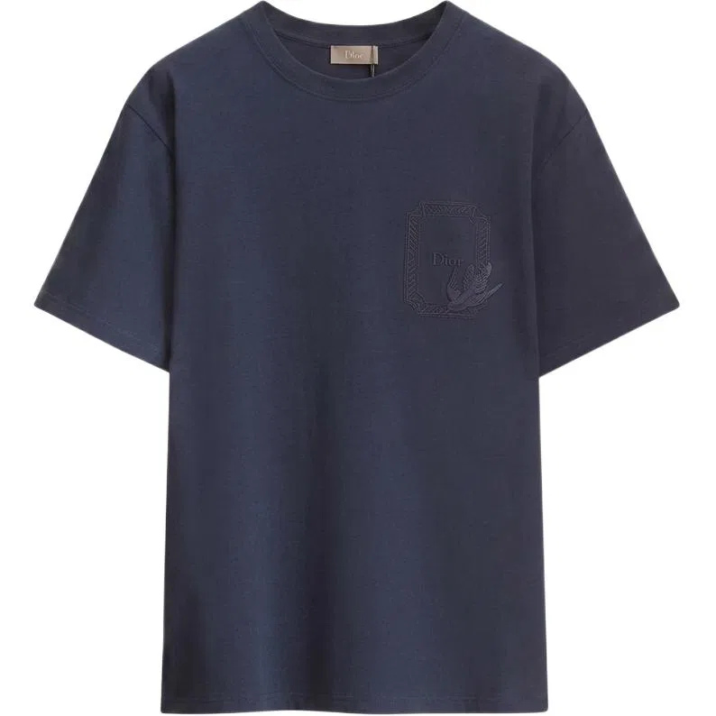Мужская футболка с круглым вырезом, прямой крой, DIOR, Blue