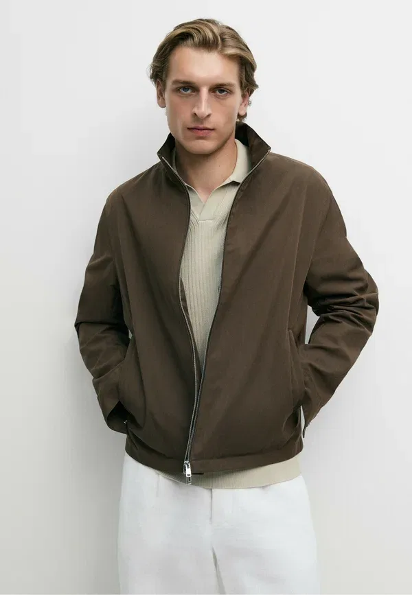 Куртка с высоким воротником Summer jacket Massimo Dutti, темно-коричневый