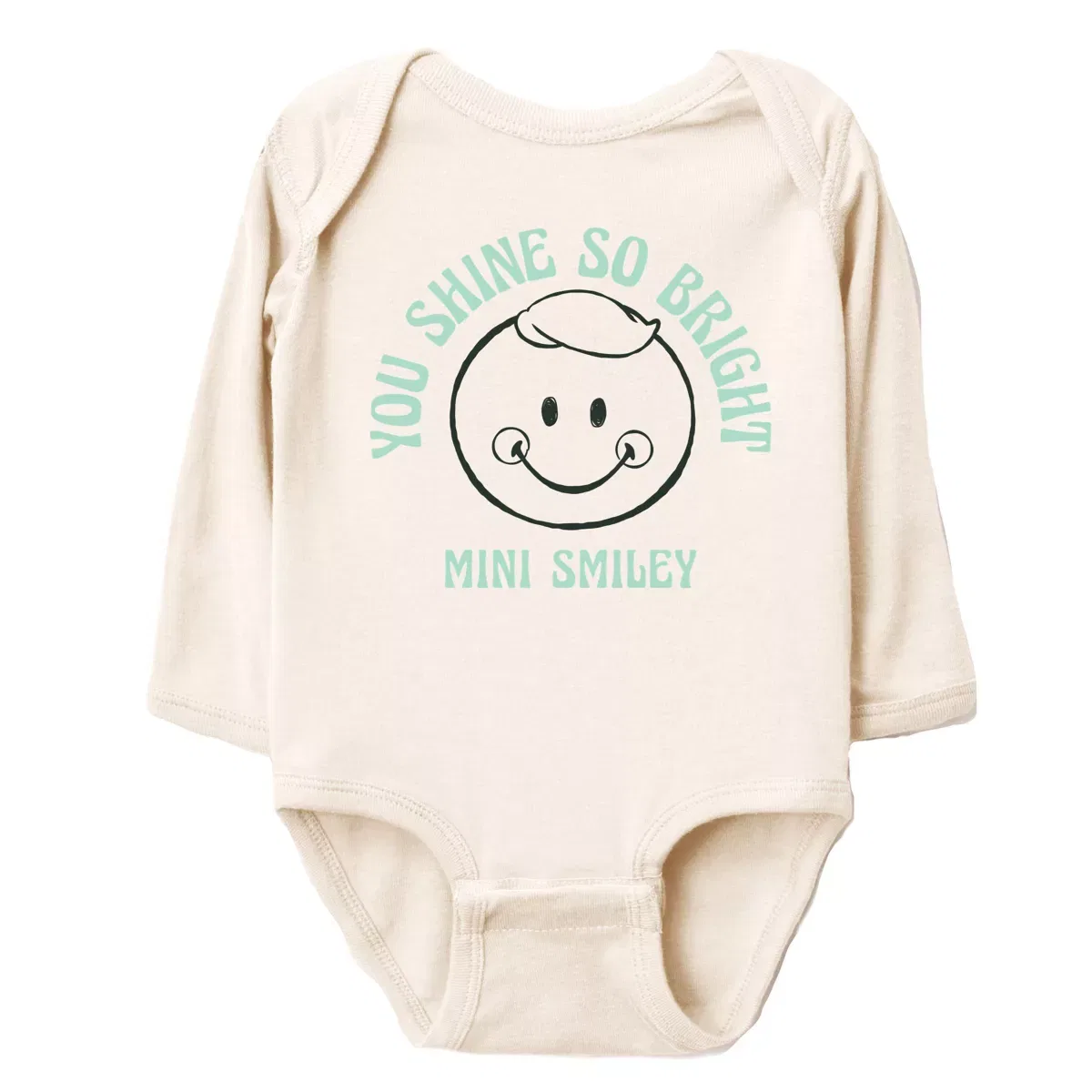 Детский боди с длинным рукавом с принтом Mini Smiley You Shine So Bright The Juniper Shop, Natural