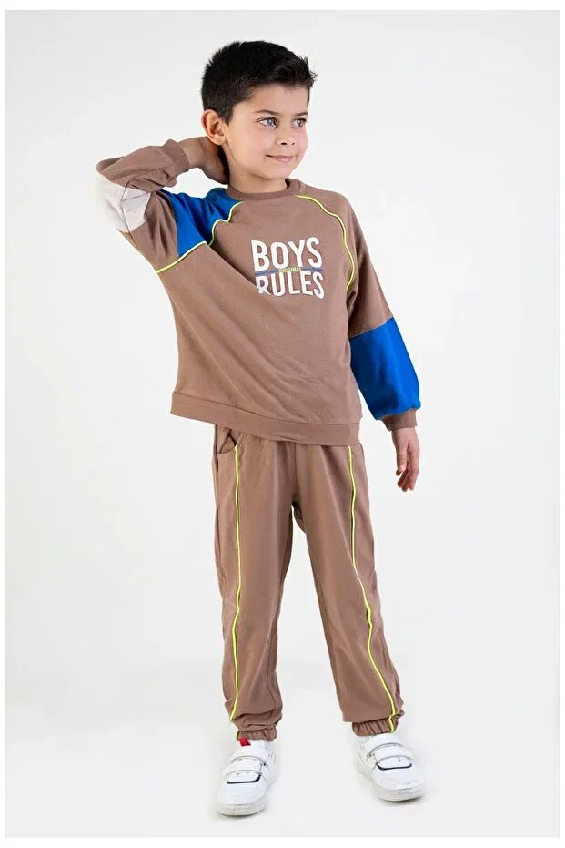 Детский комплект для мальчиков с принтом Boys Rules Harika Kids, Brown — фото 3