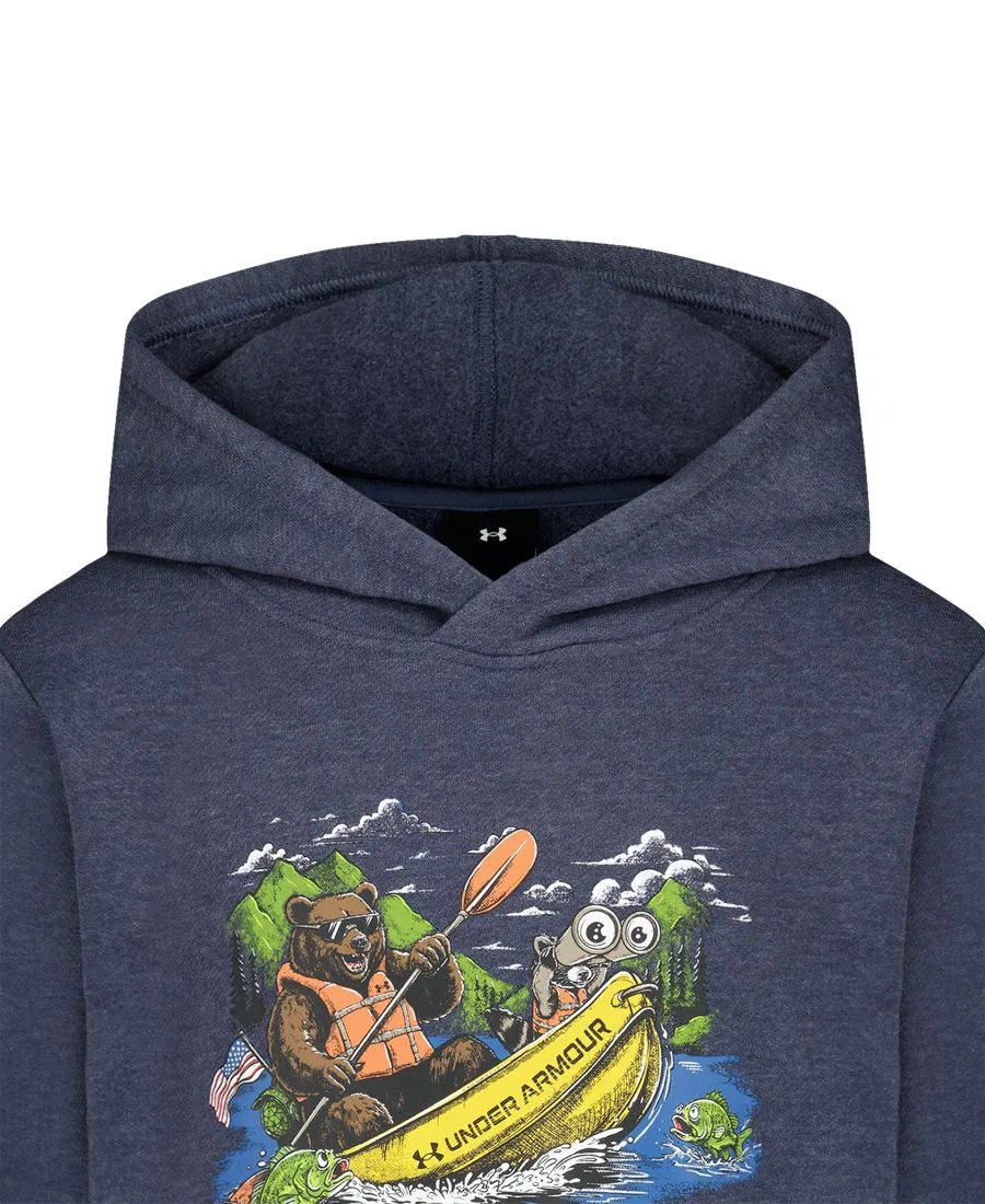 Худи из хлопкового флиса с принтом Boys' 8-20 Screen Print Graphics Hoodie Under Armour, Downpour Heather Gray — фото 4