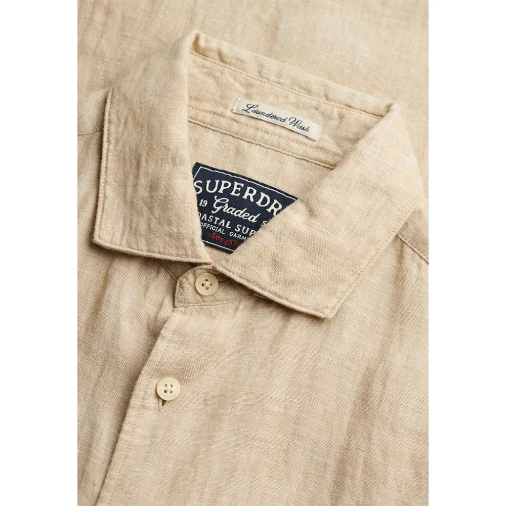 Рубашка с коротким рукавом Riviera Linen Superdry, бежевый — фото 4