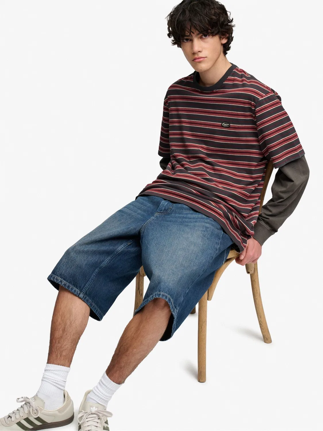 Футболка свободного кроя Oversized Stripe Superdry, красный — фото 4