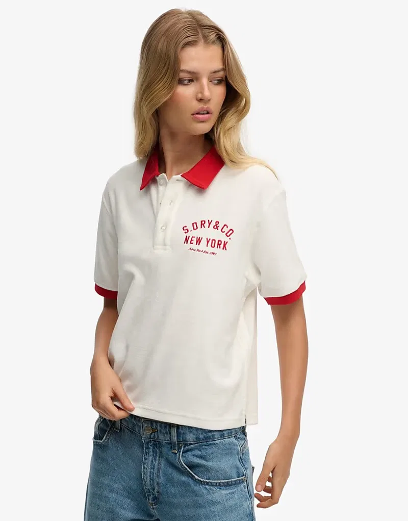 Поло Superdry Heritage из махровой ткани, кремовый