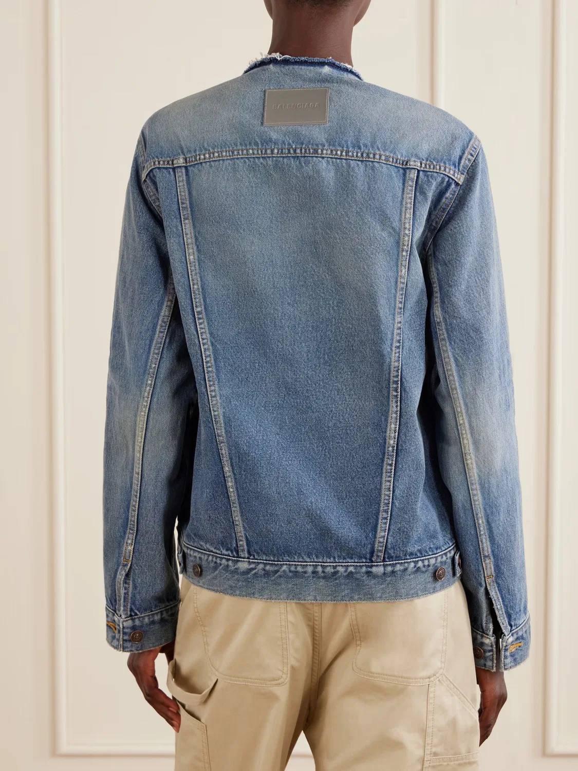 Джинсовая куртка с эффектом потертости Balenciaga, синий — фото 3