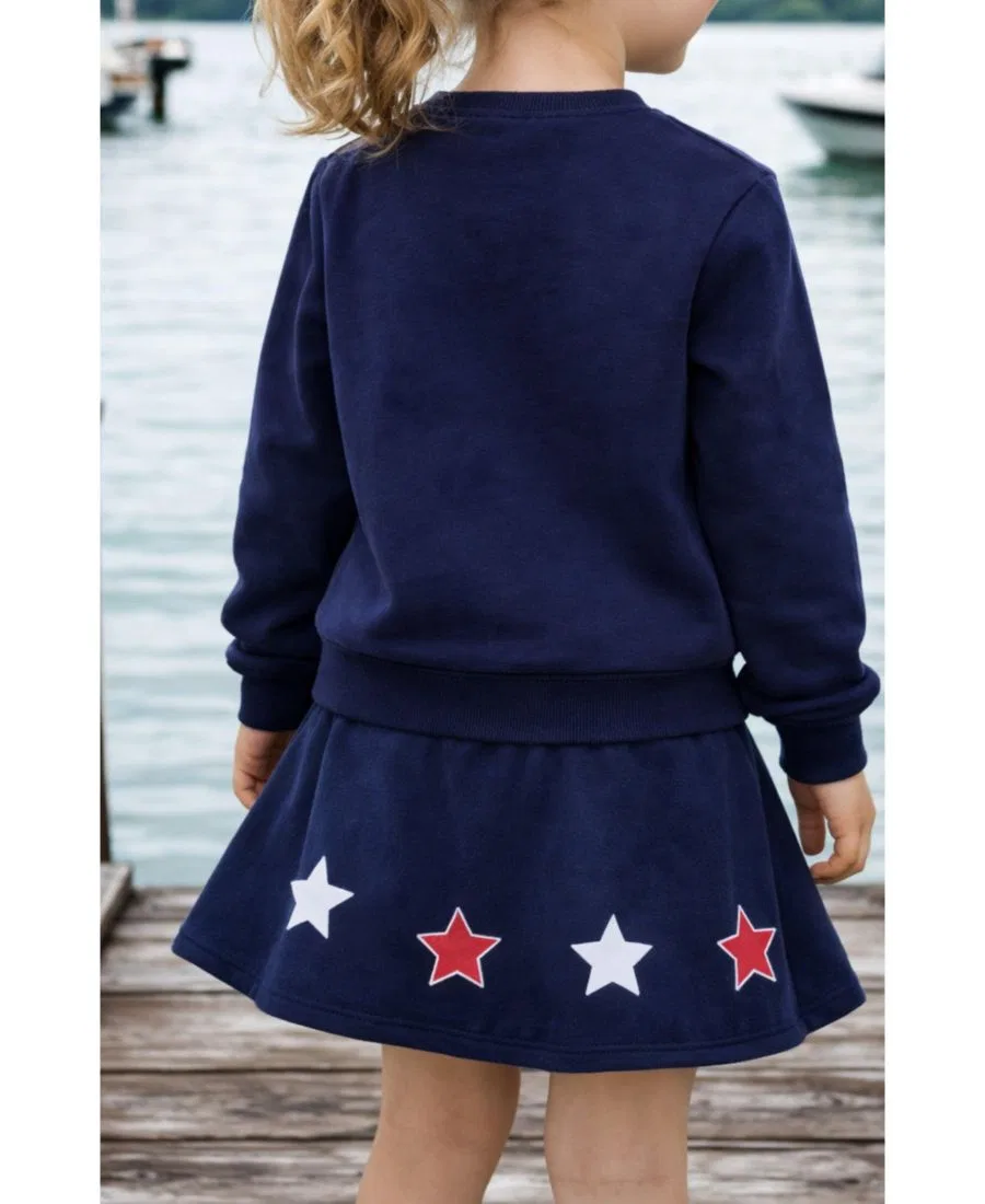 Свитшот с вышивкой America, длинный рукав, хлопок Bits & Bows, Navy Blue — фото 3