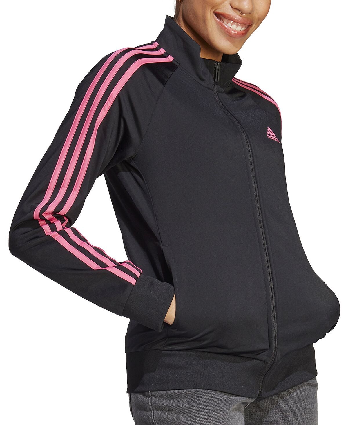 

Куртка спортивная Adidas 3-Stripe Tricot Track, черный/розовый