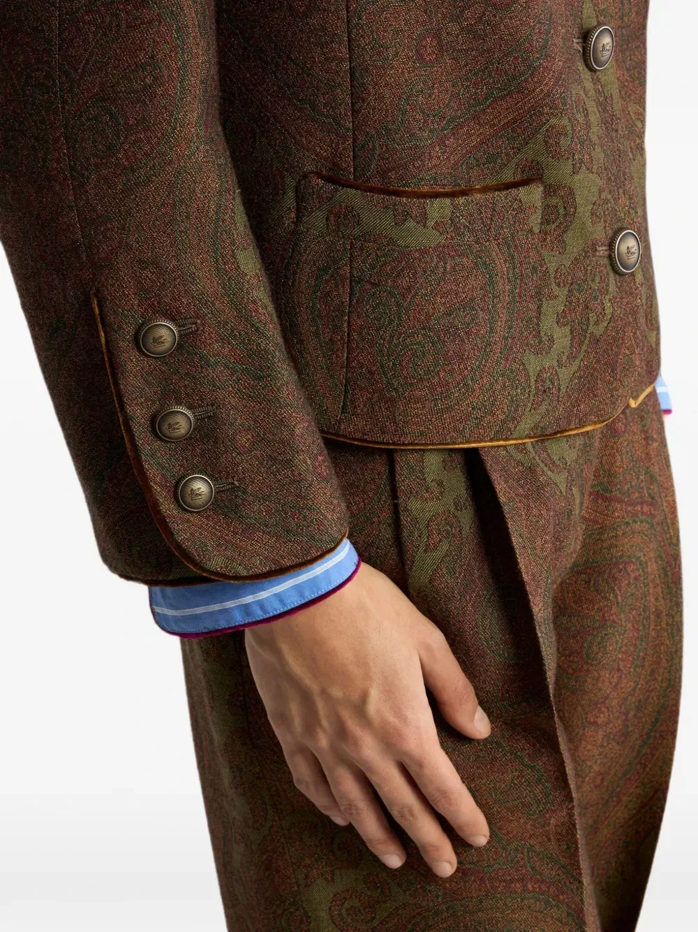 Жаккардовый жакет с узором пейсли Etro, коричневый — фото 4