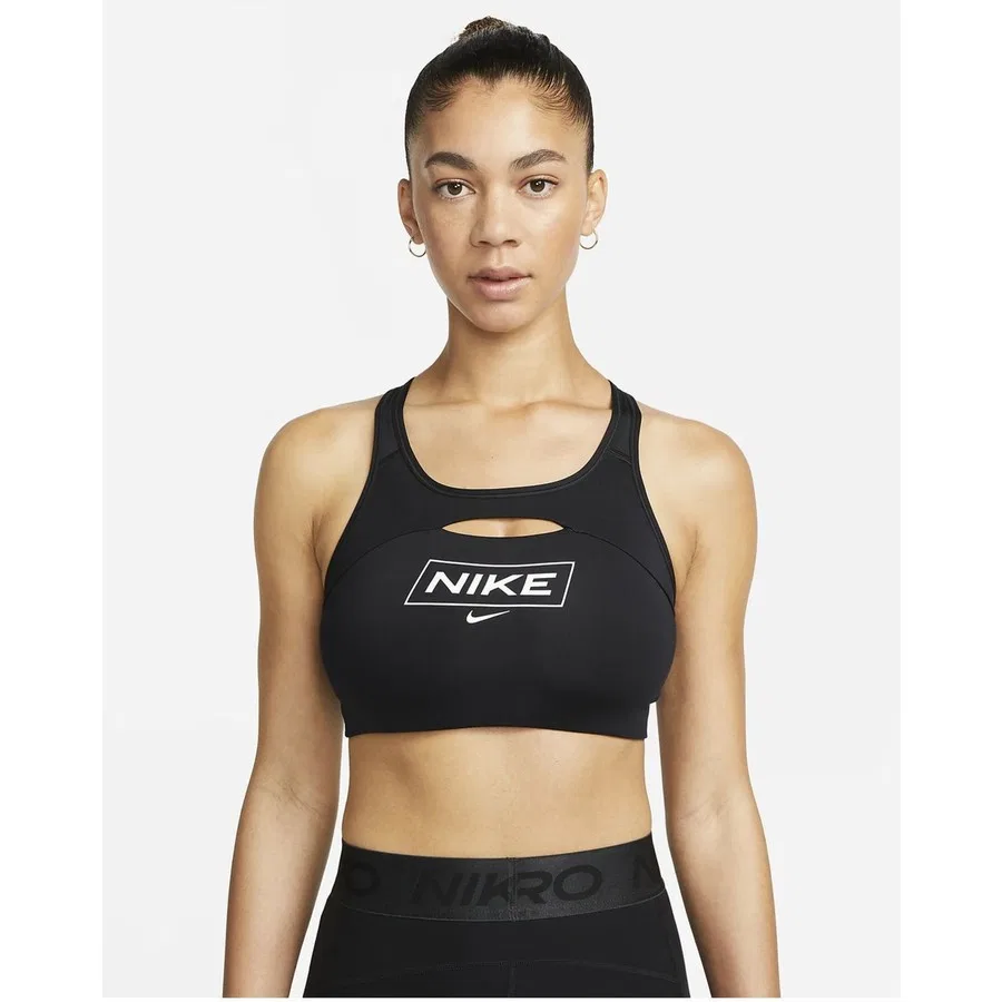 Спортивный бюстгальтер с перекрестными бретелями Dri-FIT Swoosh Women Training Nike, Черный — фото 4