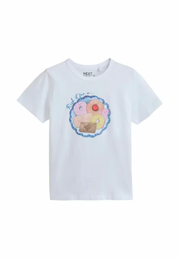 Футболка хлопковая Regular fit biscuit graphic short sleeve t-shirt Next, белый