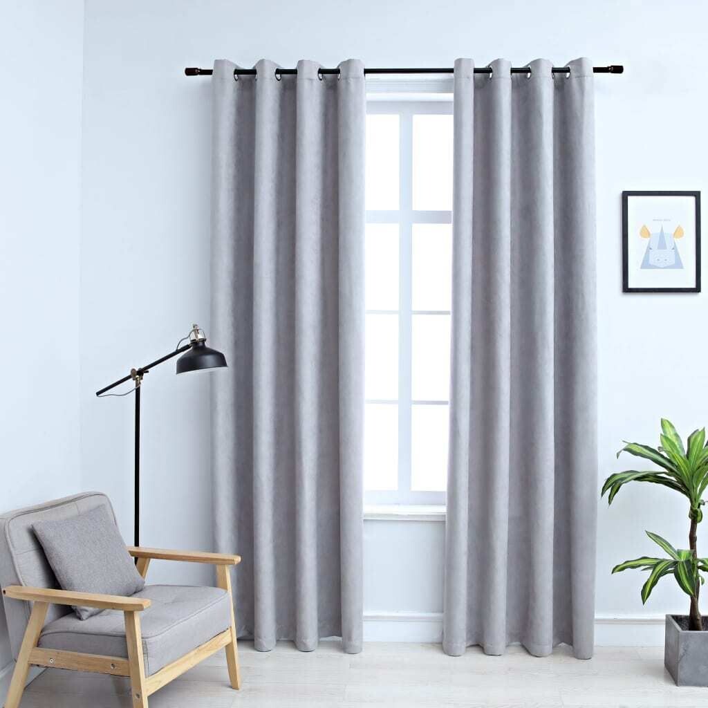 

Шторы блэкаут с металлическими люверсами 2 шт. Синие 140х245см. DKD HOME DECOR, серый
