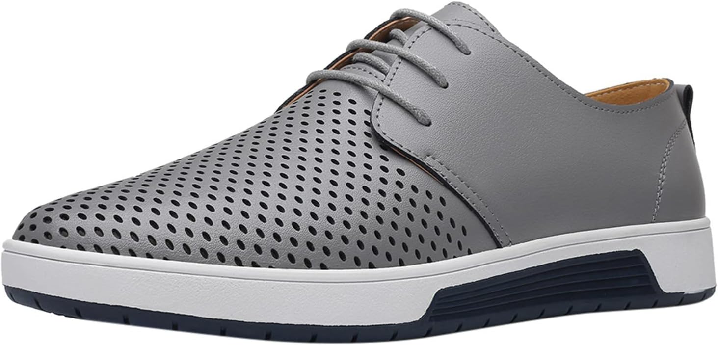 

Мужские летние дышащие удобные деловые туфли на шнуровке, ажурные, из цельной кожи, для работы в ресторане (красные, размер 12.5) Csgrfagr