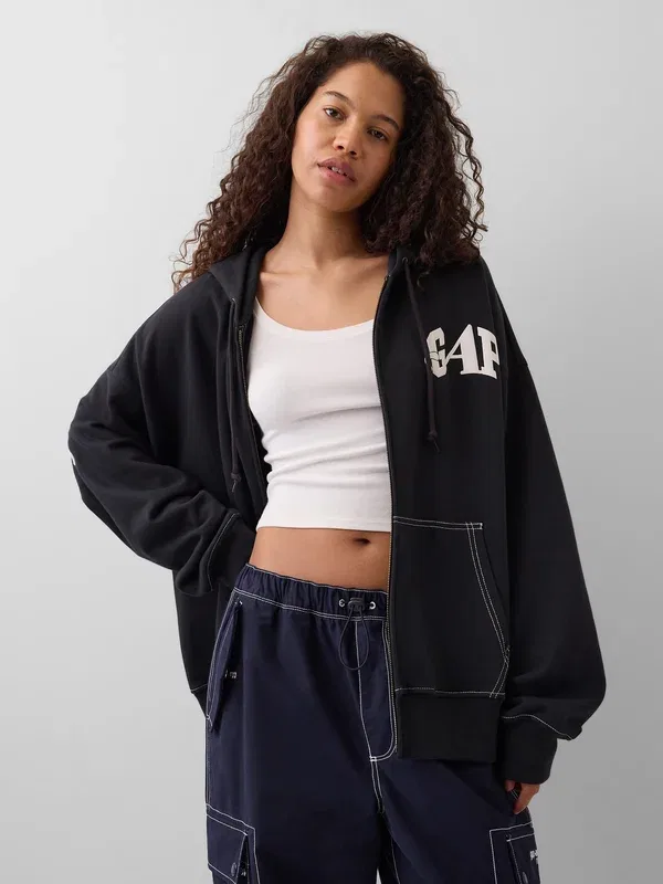 Толстовка на молнии Awake ny heavyweight oversized logo - свитшот на молнии Gap — фото 4