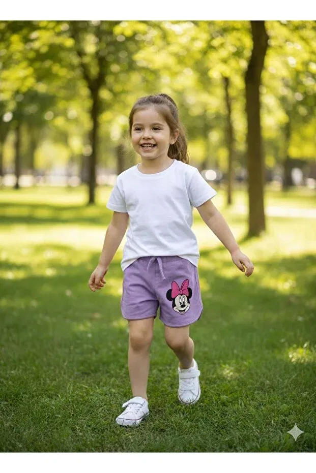 Детские шорты для девочек с принтом Mickey Efemkids, Pink-Purple — фото 3