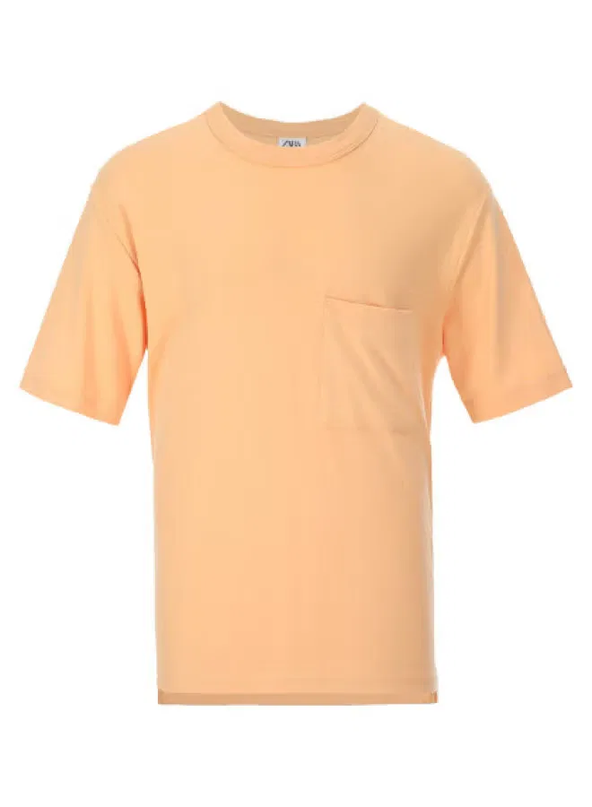 Футболка хлопковая с коротким рукавом Zara, персиковый