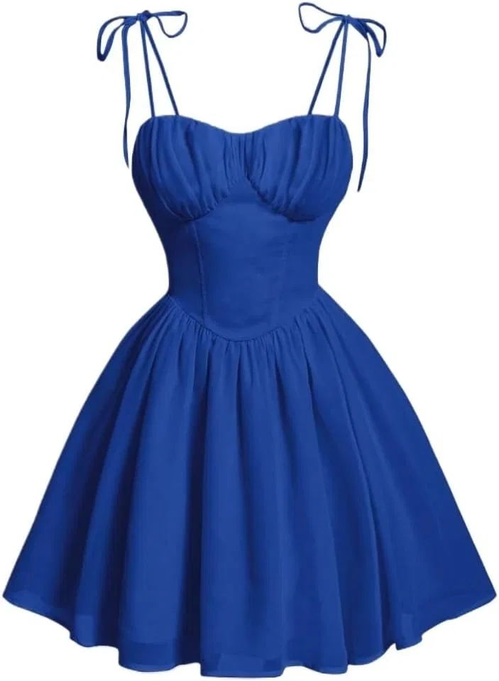 Женское короткое cami-платье с запахом на бретелях, Royal Blue