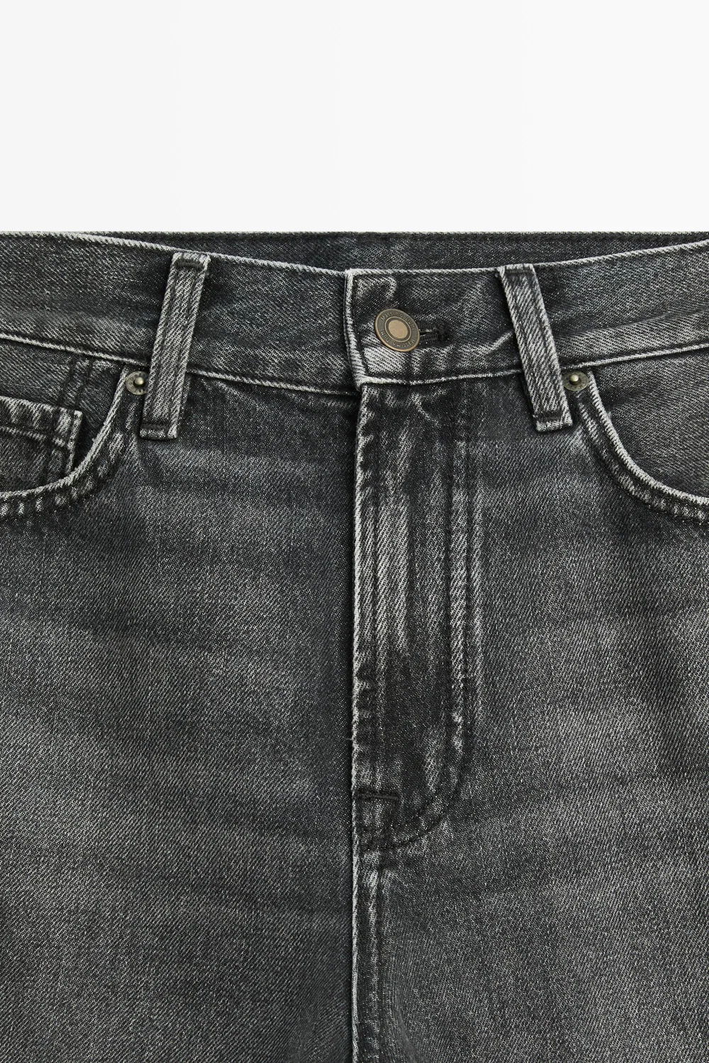 Джинсы Massimo Dutti High-Waist Straight-Leg, серый — фото 4
