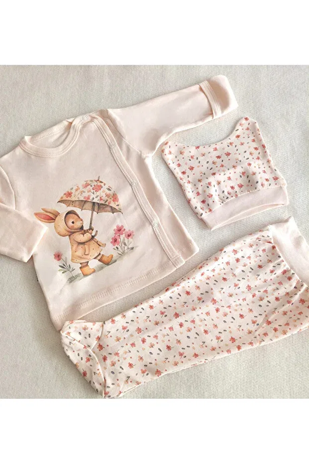 Детский комплект для новорожденных для девочек хлопковый Rabbit Detailed Viamaris, Multicolor — фото 3