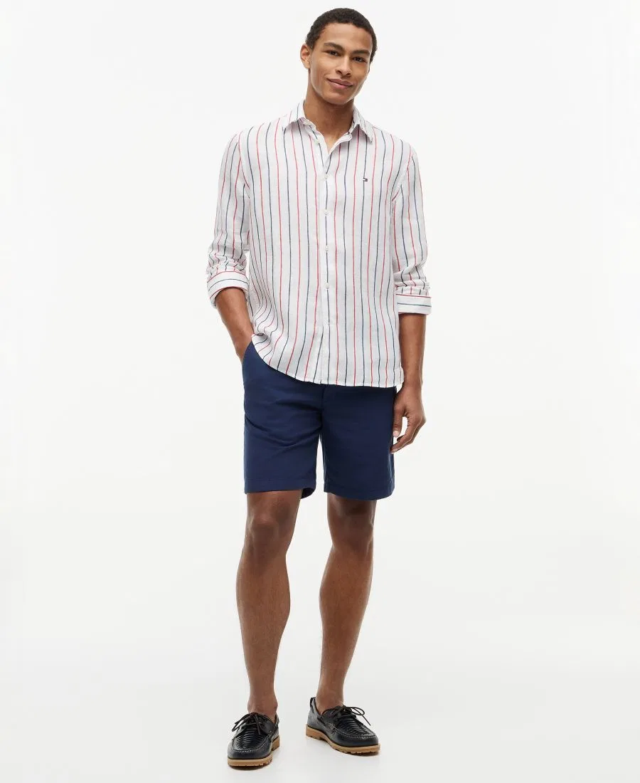 Рубашка с текстурным льняным полосатым принтом, с длинным рукавом Tommy Hilfiger, Medium Red Stripe — фото 2