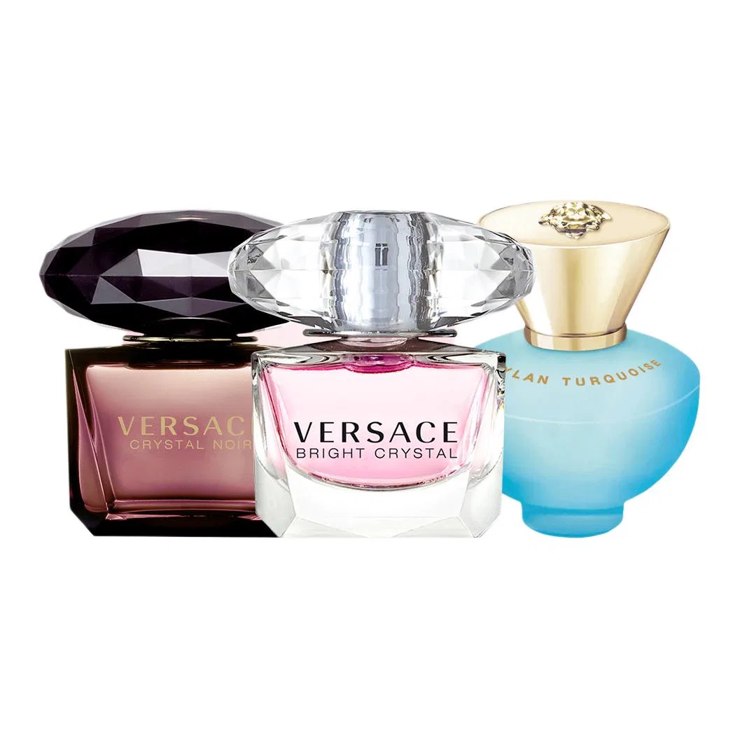 Женский набор мини-парфюмов VERSACE, 3x5 мл, Starry Night Crystal, Pink Radiance Crystal Diamond, Peninsula Memory