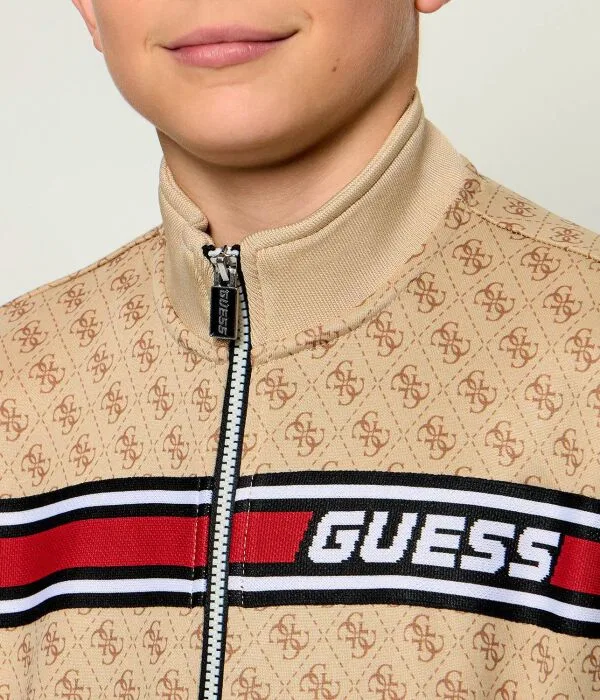 Детская кофта на молнии с длинным рукавом Guess Active, бежевый — фото 4