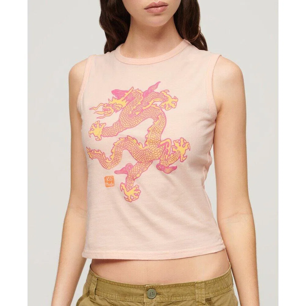 Женский топ без рукавов с принтом Superdry Komodo Vintage, Rosa