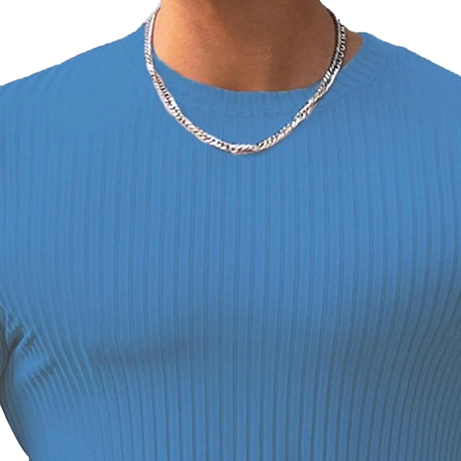 Мужская футболка с круглым вырезом Cotton, Blue — фото 4