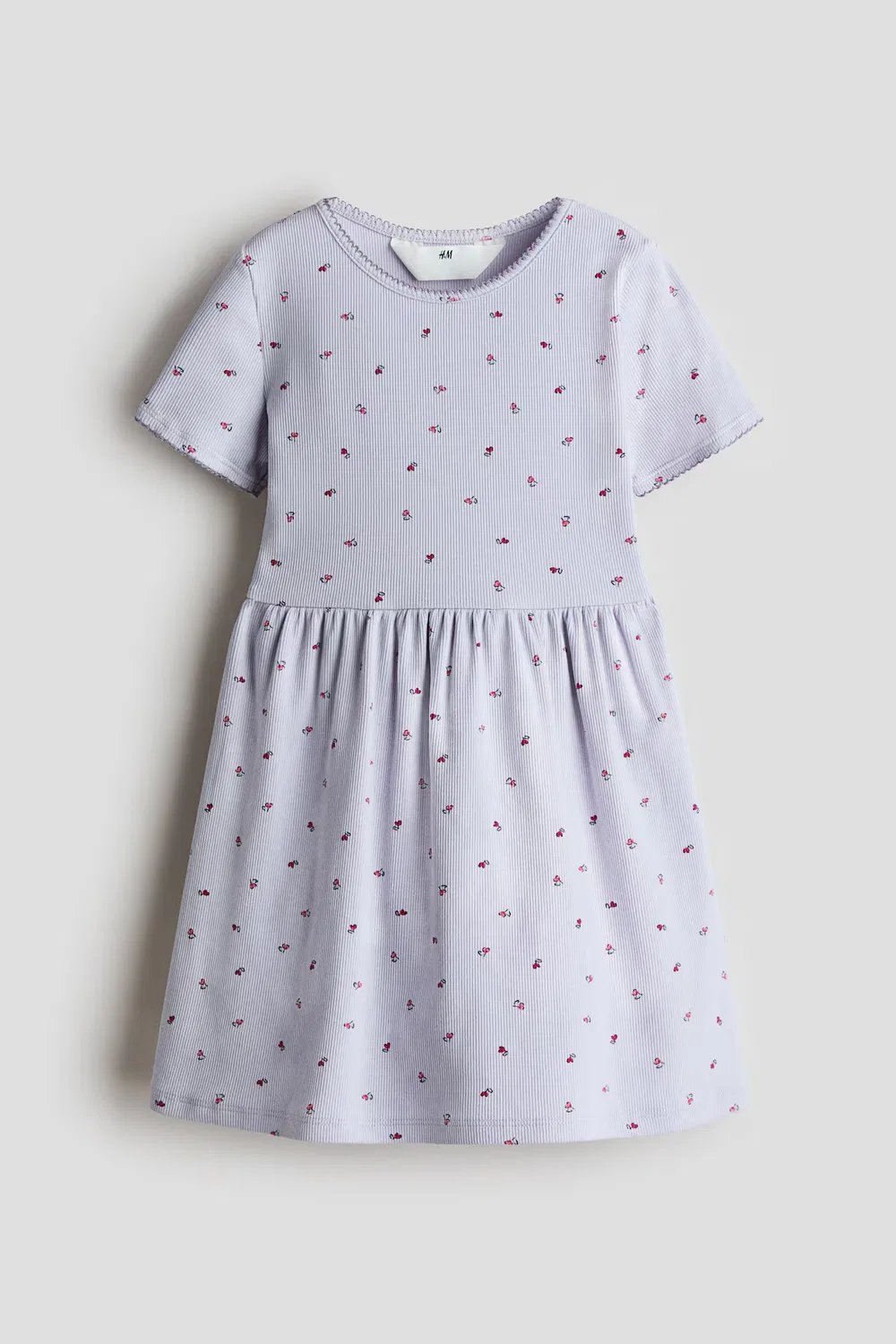Платье из хлопка с принтом H&M, Helllila/Geblümt