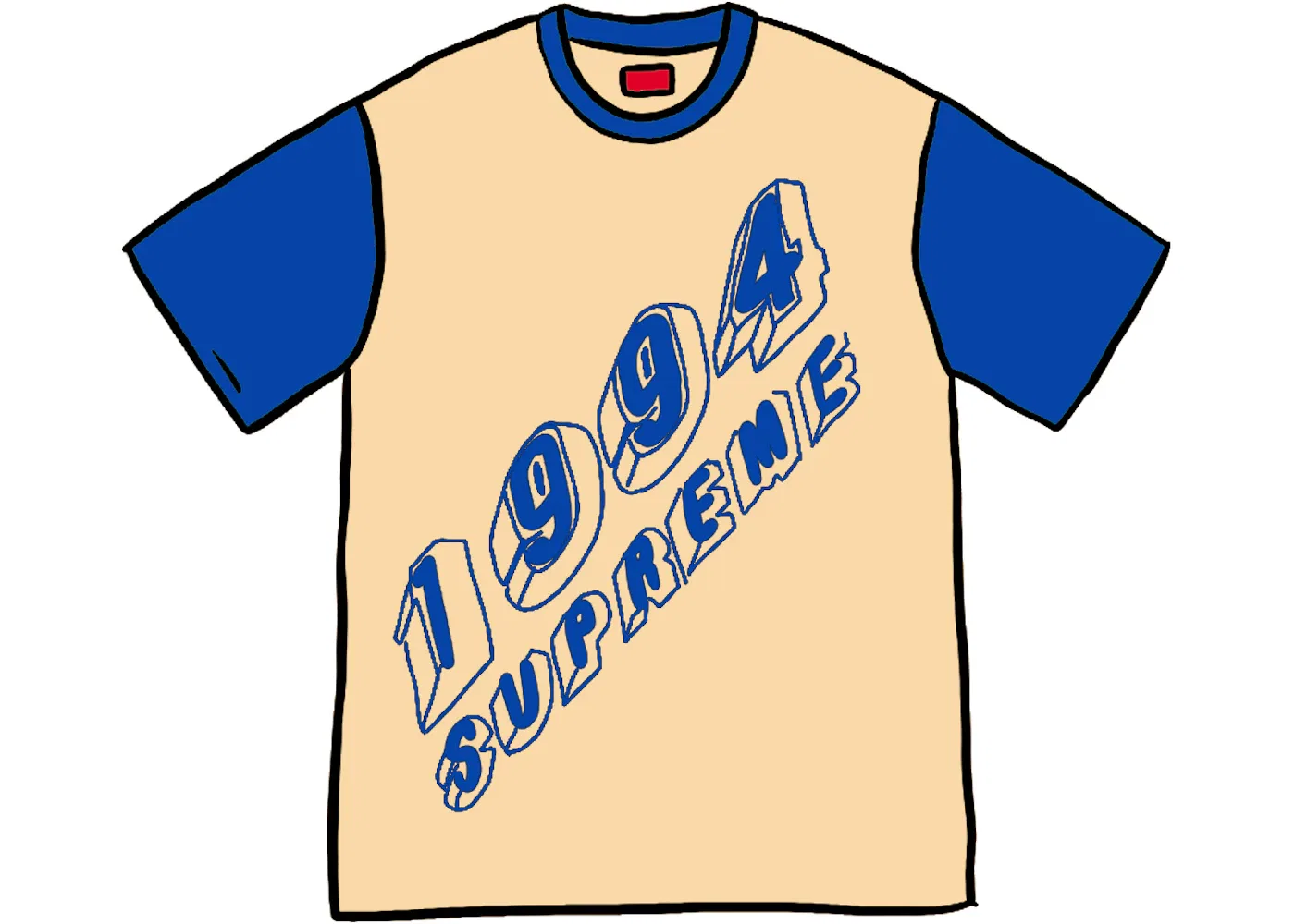 Мужская футболка с надписью Supreme Bevel Text Ringer Supreme, Light Yellow
