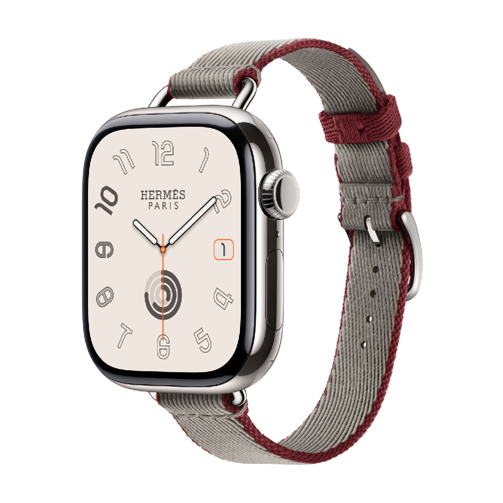 

Apple Watch Hermès Series 11 (GPS+Cellular), 42 мм, Titanium/Gris Meyer/Rouge Grenat Twill Jump Attelage Single Tour, Серебристый, Apple Watch Hermès Series 11 (GPS+Cellular), 42 мм, Titanium/Gris Meyer/Rouge Grenat Twill Jump Attelage Single Tour