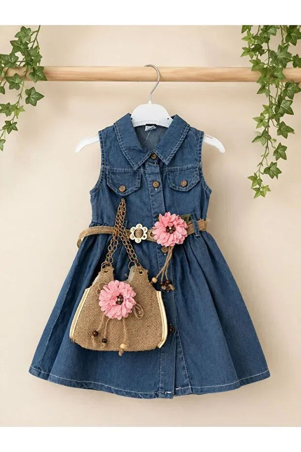Детское джинсовое платье для девочек без рукавов Kozadankids, Blue — фото 2