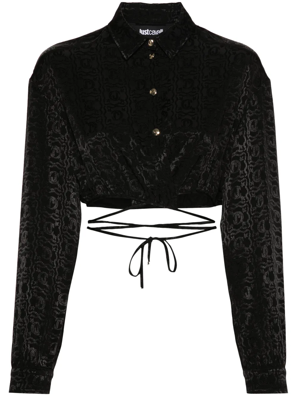 

Укороченная блузка с жаккардовой монограммой Just Cavalli, черный