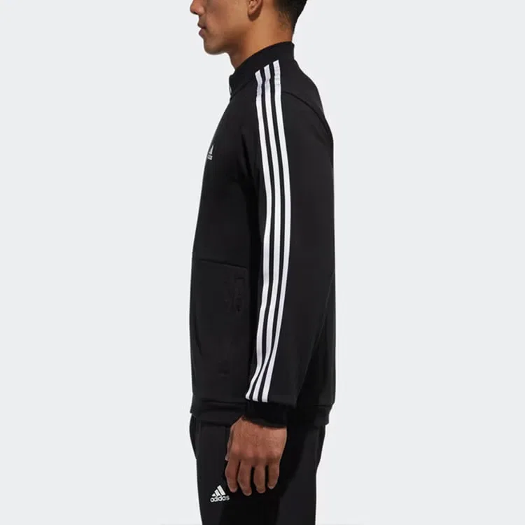 Куртка спортивная вязаная с воротником-стойкой Adidas, черный — фото 4